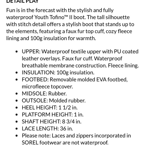 NWOT Sorel Tofino ll Boots Unisex Boy Girl SZ 3 Faux Fur Waterproof Cold Weather - Picture 14 of 14